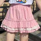 Pink Lace Patchwork Skirt