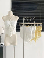 White Y2K Sleeveless Beach Crop Top