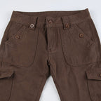 Brown Flare Boot Cut High Waist Trousers