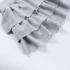 Grey Ruffle Low Rise Pleated Skirt