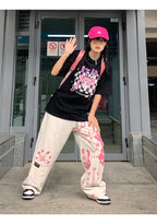 Anime Girl Print Wide Leg Pants