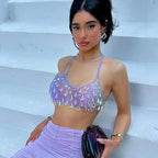 Droplet Crystal Transparent Halter Top