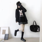 Bunny Knit Casual Sweater Sweatshirt Loose Jumper Long Sleeve Pullover Top Punk Goth E-Girl Kawaii Korean Japanese Harajuku Streetwear