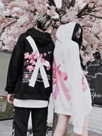 Cute Cherry Blossom Sakura Flower Print Oversized Unisex Long Sleeve Hoodie Sweater Sweatshirt E-Girl Kawaii Korean Japanese Harajuku Streetwear