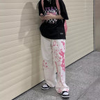 Anime Girl Print Wide Leg Pants