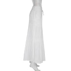 White Low Waist Maxi Skirt