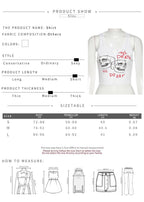 Cute Sexy White Skull Ribbed Sleeveless Tank Crop Top T-shirt Punk Goth Aesthetic Summer Party E-Girl Kawaii Korean Japanese Harajuku Streetwear