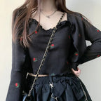2PCS Floral Print Knit Camisole + Cardigan