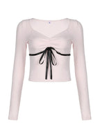 Bandage Bow Square Collar Crop Top