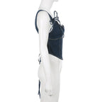 Blue Denim Corset Bandage Tank Top