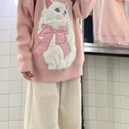 Fluffy Cat Print Sweater