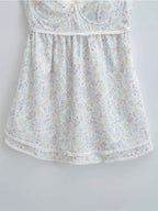 Floral Print Lace Trim Sling Dress