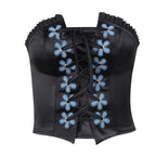 Black Floral Bustier Tube Top