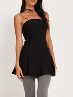 Strapless Pleated A-Line Mini Dress