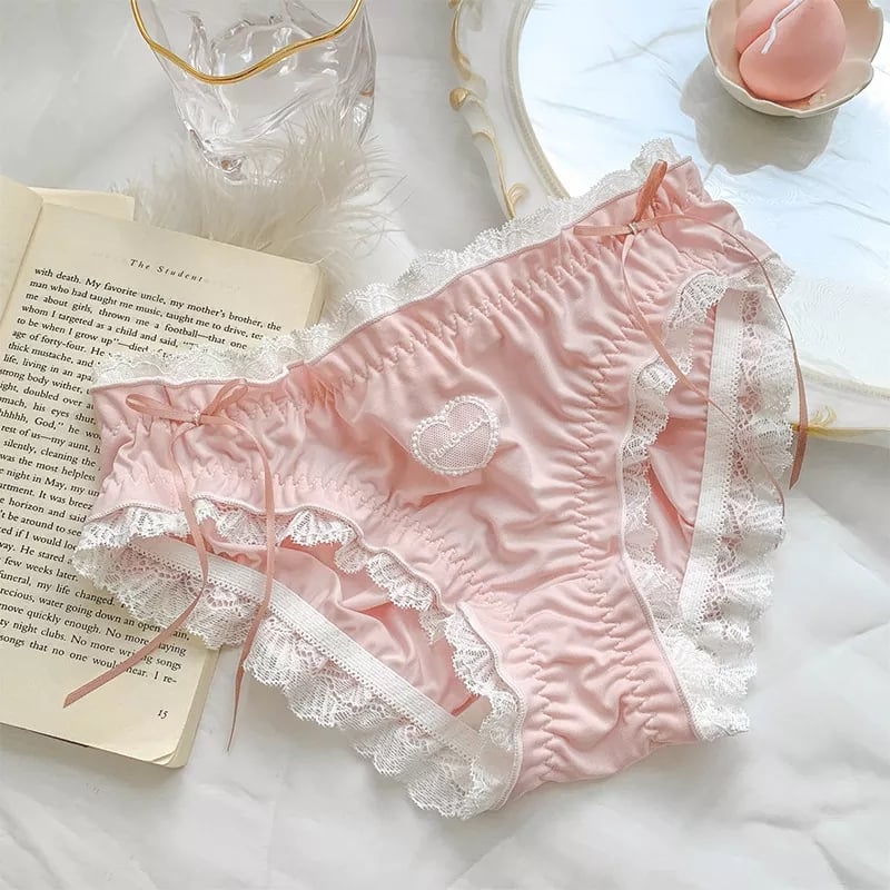 Love Heart Lace Cotton Panties