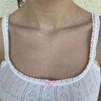 White Heart Print Sleeveless Camisole