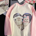 Cat Patchwork Print Short Sleeve T-shirt