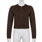 Brown Knit Long Sleeve Jacket