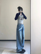 Rabbit Graphic Print Patchwork Long Sleeve Shirt