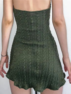 Green Knit Halter Mini Dress