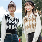 Black & White Lattice Sweater Vest