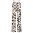 Blue & White Zebra Print High Waist Pants