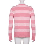 Pink Stripe Button Down Long Sleeve Cardigan