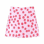 Cute 90s Vintage Pink Flower Floral Elegant A-line Boho Satin High Waisted Skirt Bottoms Aesthetic E-Girl Kawaii Korean Japanese Harajuku Streetwear