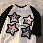 Pink Kawaii Cat Patchwork Short Sleeve T-shirt