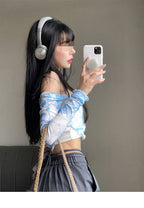 Blue Tie Dye Mesh Crop Top