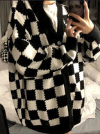 Black & White Plaid Oversized Sweater