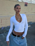 White Zipper Crop Jacket