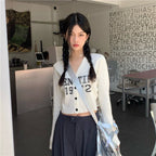 Grey V Neck Cropped Cardigan