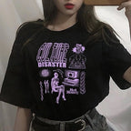 Retro Vintage Graffiti Print Short Sleeve Shirt T-shirt Top Hiphop Goth Punk Summer Casual E-Girl Kawaii Korean Japanese Harajuku Streetwear