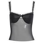 Blue Bow Mesh Patchwork Tank Top