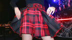 Cute Sexy Goth Punk Red Plaid Checkered Pleated High Waist Mini Skirt Bottom E-Girl Kawaii Korean Japanese Harajuku Chinese Retro Streetwear Aesthetic