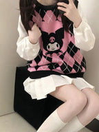 Anime Argyle Print Sweater Vest
