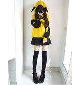 Cute Yellow Pikachu Anime Cartoon Long Ears Oversized Casual Hoodie Sweater Sweatshirt Pullover E-Girl Kawaii Korean Japanese Harajuku Streetwear