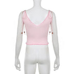 Butterfly Ruffle Trim Crop Top