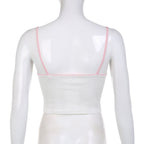 White Lace Pink Trim Flower Corset