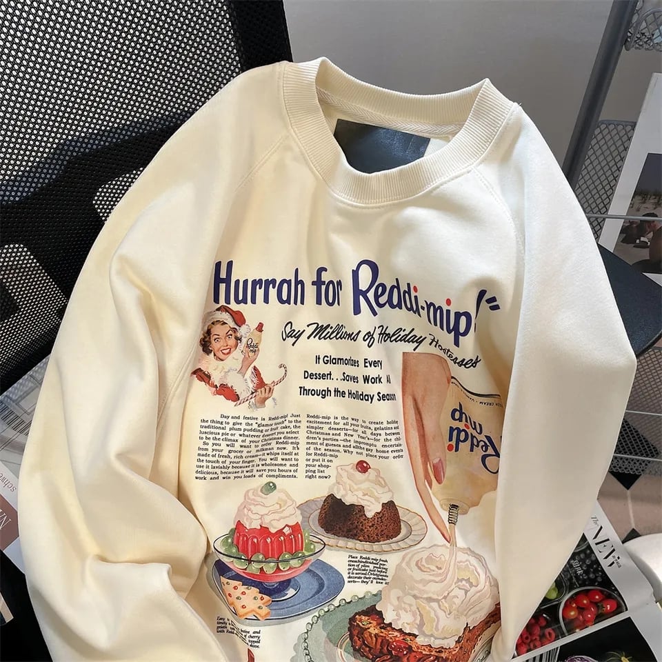 Vintage Dessert Print Sweatshirt
