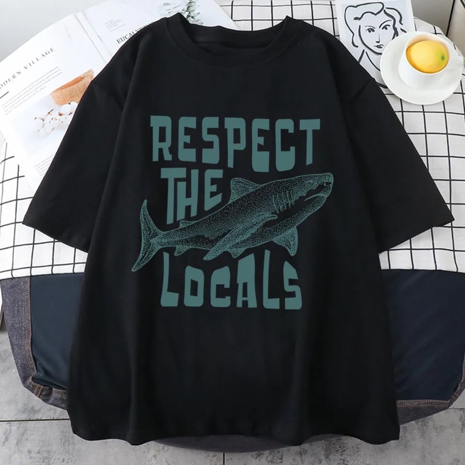 Respect Shark Print Short Sleeve T-shirt