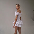 White Lace Short Sleeve Romper