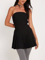 Strapless Pleated A-Line Mini Dress