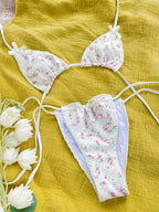 2PCS Floral Print Bow Triangle Bikini Set