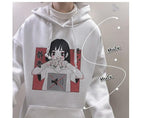 Anime Girl Cartoon Print Graphic White long Sleeve Hoodie Sweater Sweatshirt Pullover Top E-Girl Kawaii Korean Japanese Harajuku Streetwear