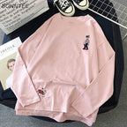 Cute Casual Summer Cartoon Funny Embroidery Loose Oversized Long Sleeve Tee Shirt T-shirt Top E-Girl Kawaii Korean Japanese Harajuku Retro Streetwear