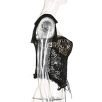 Black Lace Sheer Bow Tie Corset Top
