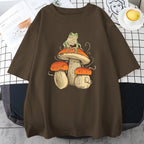 Mushroom Frog Print Short Sleeve T-shirt