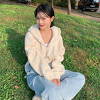 Soft Faux Lamb Wool Loose Long Sleeve Hoodie